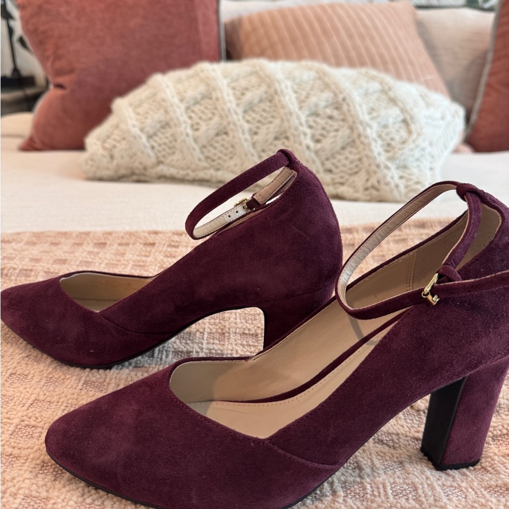 Cole Haan Burgundy Ankle Strap Heels